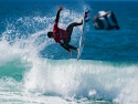 Gabriel Medina getting air surfing Hurley Pro first