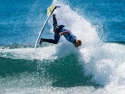 Nat Young fins out surfing air Trestles 2017